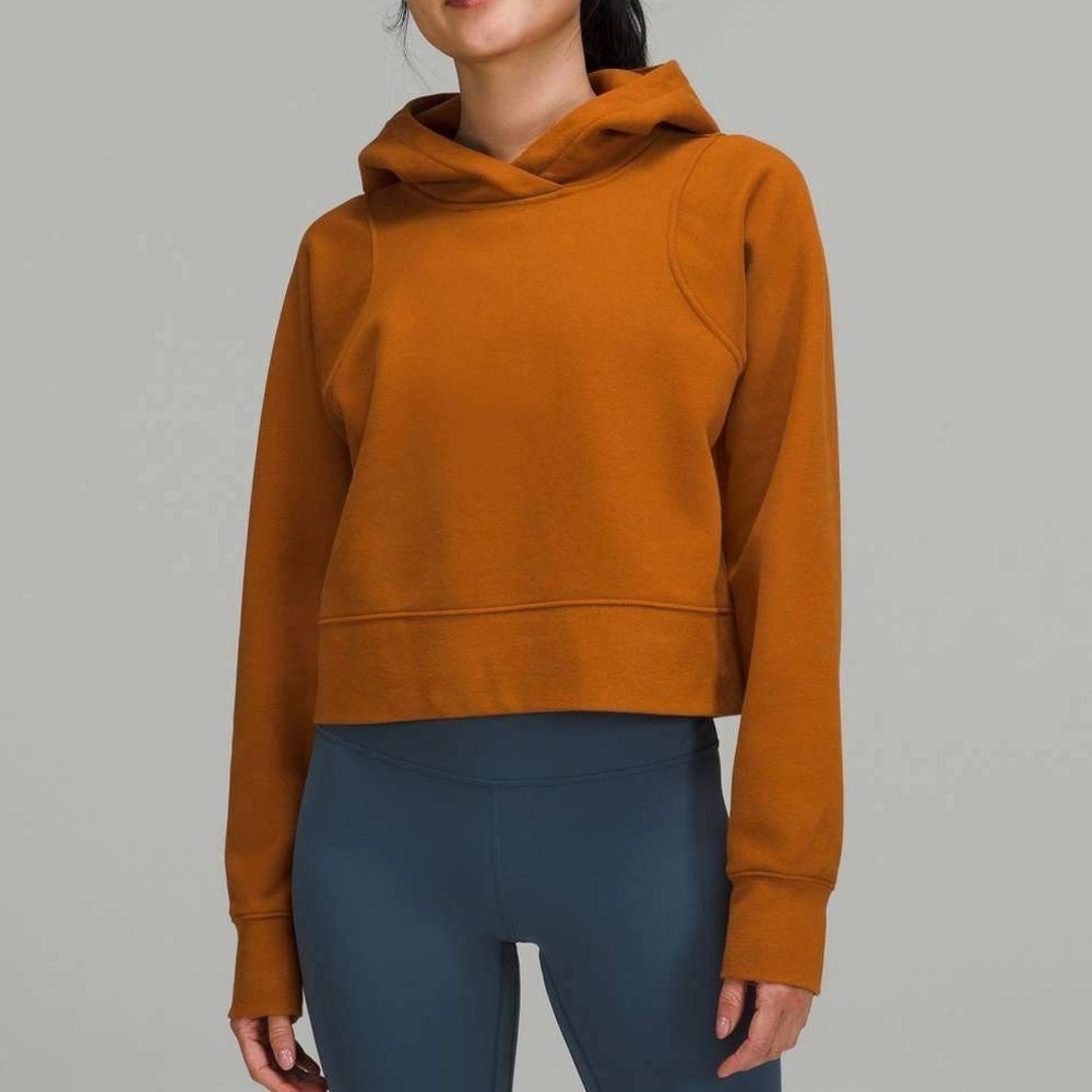 Lululemon Women's Orange Loungeful Cropped Hoodie Athleisure Workout